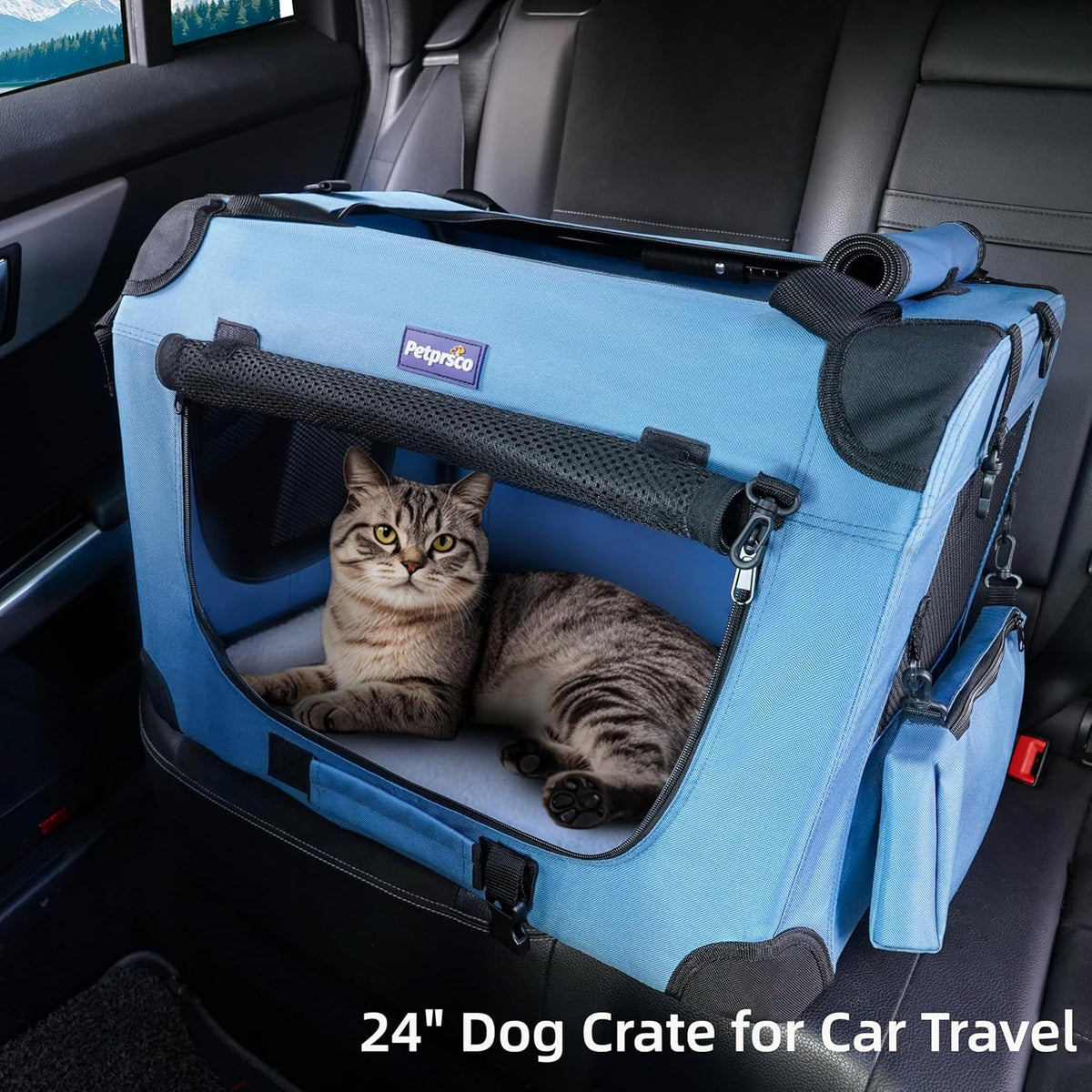 Ultimate Portable Collapsible Dog Crate - 24" Soft Crate for Comfortable Car Travel and Outdoor Adventures