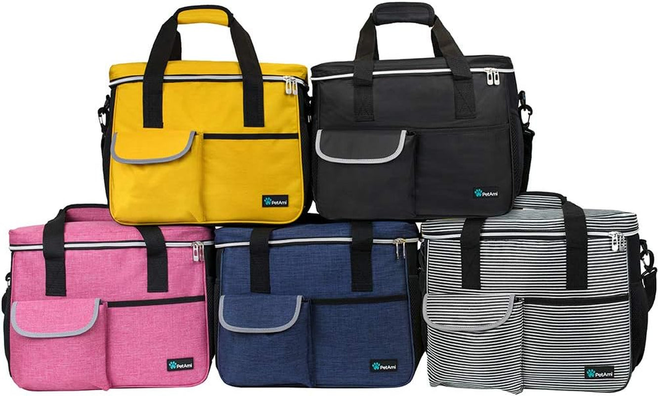 Ultimate Dog Travel Bag Organizer - Stylish Black Tote with Food Containers & Collapsible Bowls