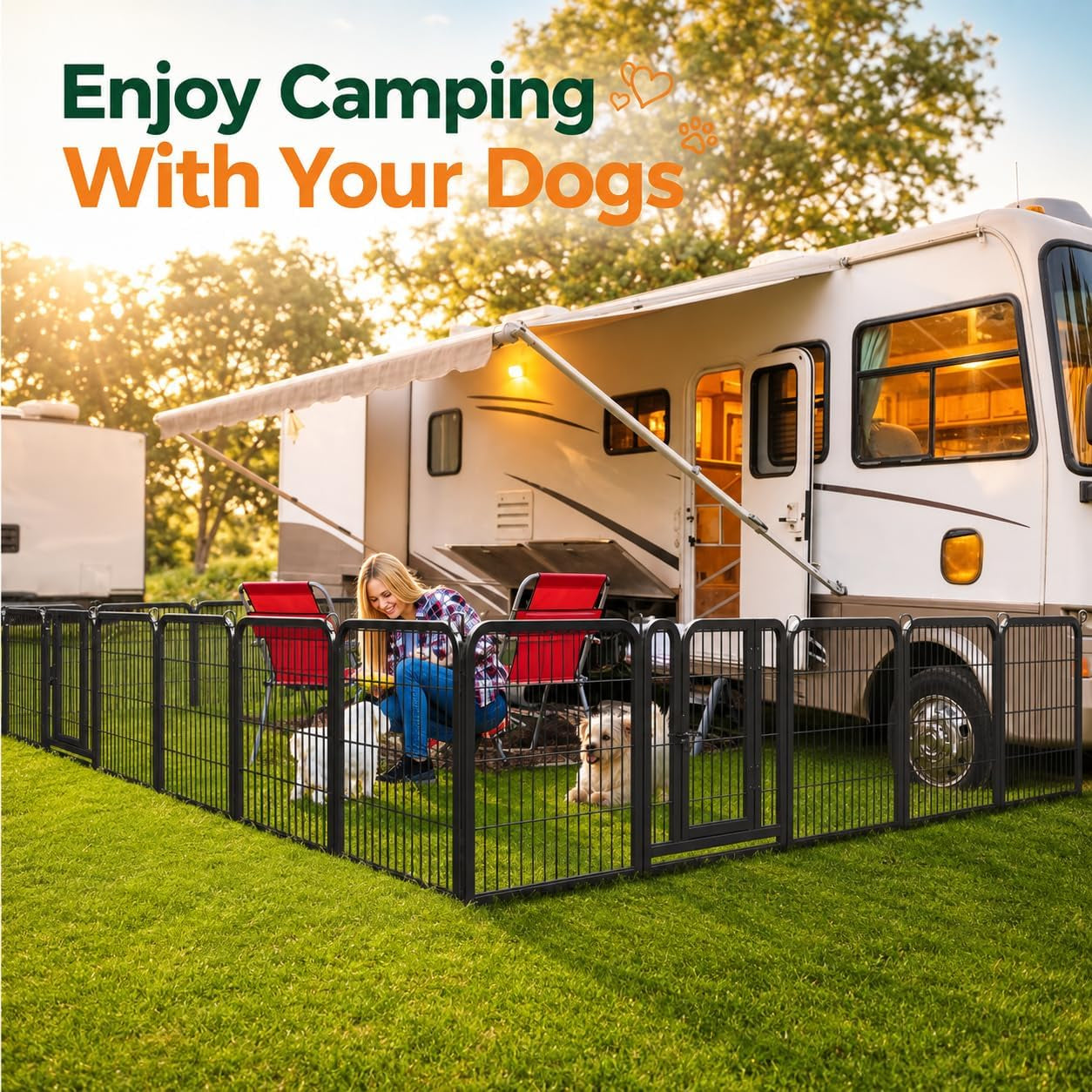 Transform Your Pet's Playtime with Our 24-Inch 16-Panel Outdoor Dog Playpen - Ideal for Indoor, Yard, RV, and Camping Adventures!