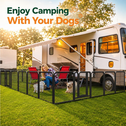 Transform Your Pet's Playtime with Our 24-Inch 16-Panel Outdoor Dog Playpen - Ideal for Indoor, Yard, RV, and Camping Adventures!