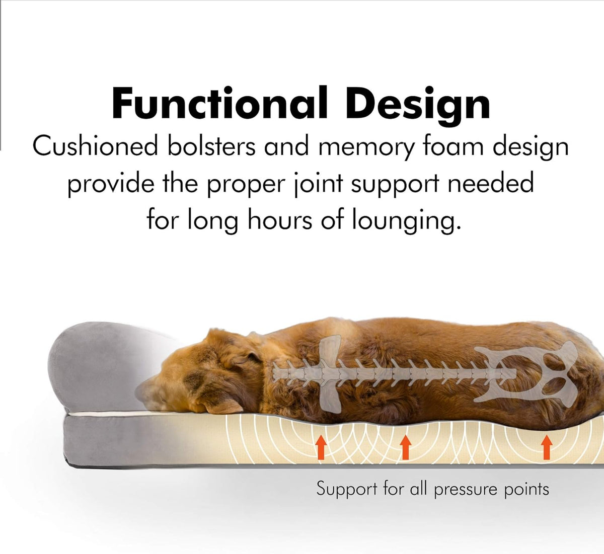 Luxurious Small Dog Bed with Orthopedic Memory Foam - Calming Couch with Water-Resistant Liner, Washable Cover, and Non-Slip Bottom in Chester Khaki Beige