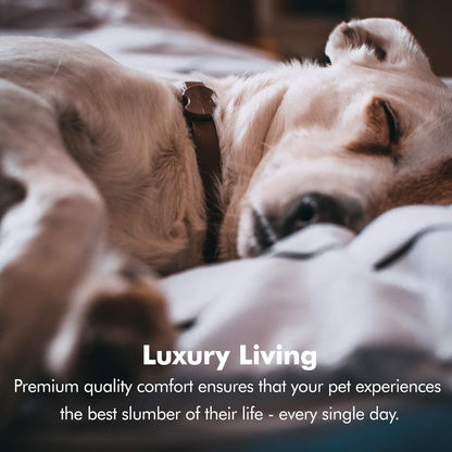 Luxurious Small Dog Bed with Orthopedic Memory Foam - Calming Couch with Water-Resistant Liner, Washable Cover, and Non-Slip Bottom in Chester Khaki Beige