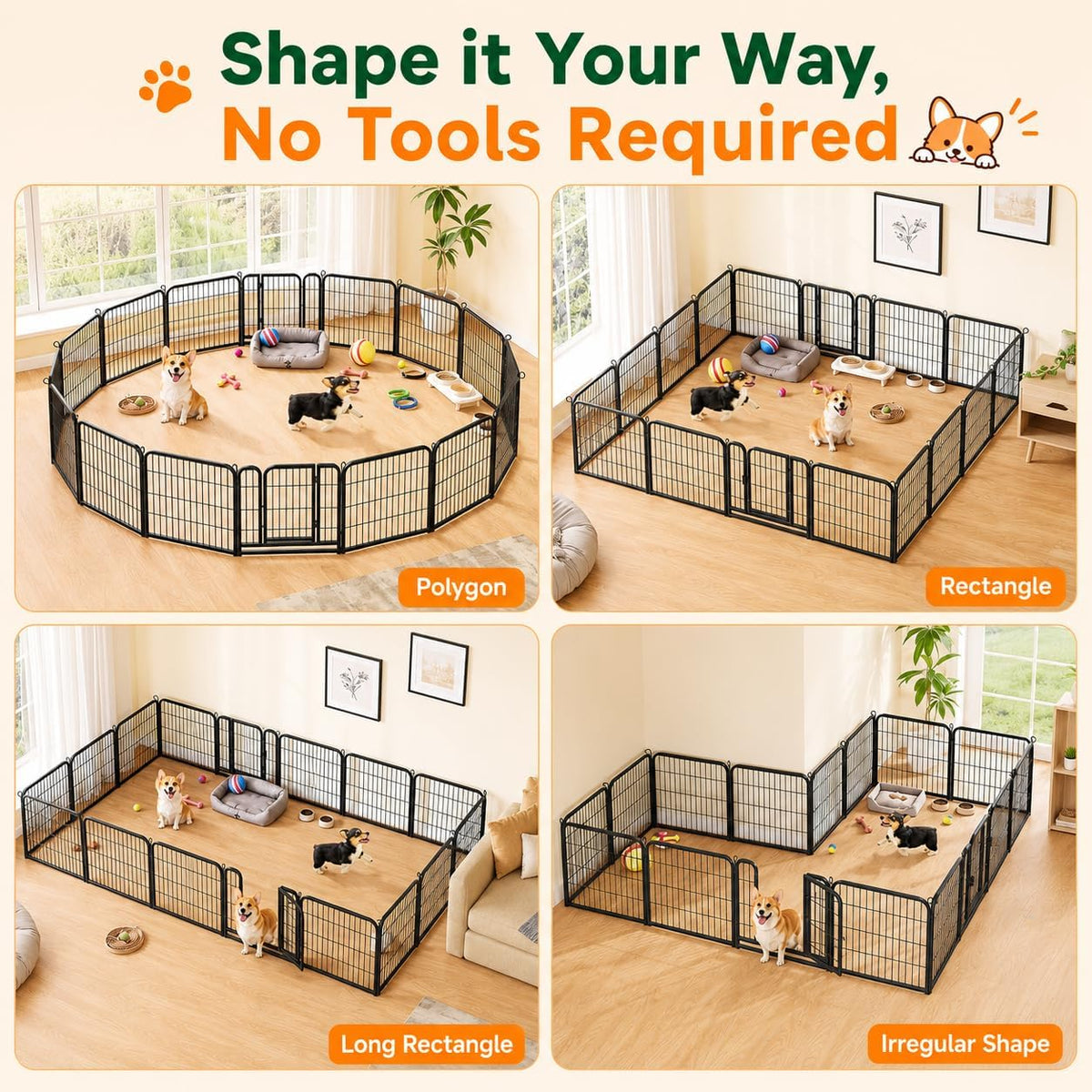 Transform Your Pet's Playtime with Our 24-Inch 16-Panel Outdoor Dog Playpen - Ideal for Indoor, Yard, RV, and Camping Adventures!