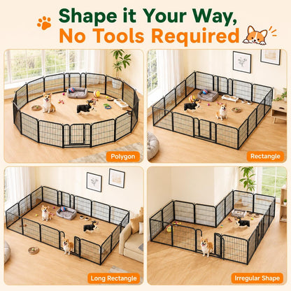 Transform Your Pet's Playtime with Our 24-Inch 16-Panel Outdoor Dog Playpen - Ideal for Indoor, Yard, RV, and Camping Adventures!