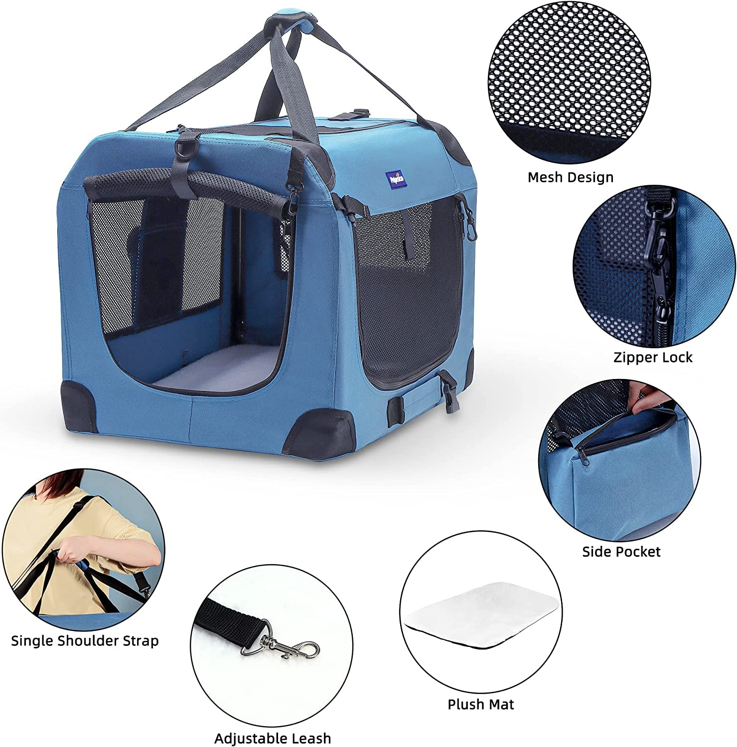 Ultimate Portable Collapsible Dog Crate - 24" Soft Crate for Comfortable Car Travel and Outdoor Adventures