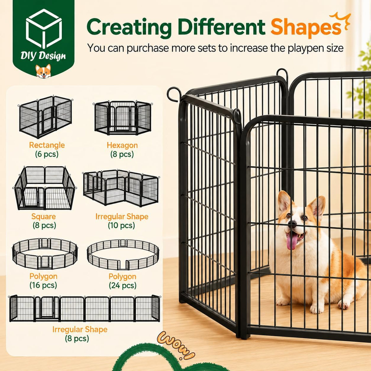 Transform Your Pet's Playtime with Our 24-Inch 16-Panel Outdoor Dog Playpen - Ideal for Indoor, Yard, RV, and Camping Adventures!