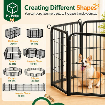 Transform Your Pet's Playtime with Our 24-Inch 16-Panel Outdoor Dog Playpen - Ideal for Indoor, Yard, RV, and Camping Adventures!